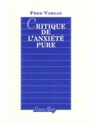 cover image of Critique de l'anxiété pure